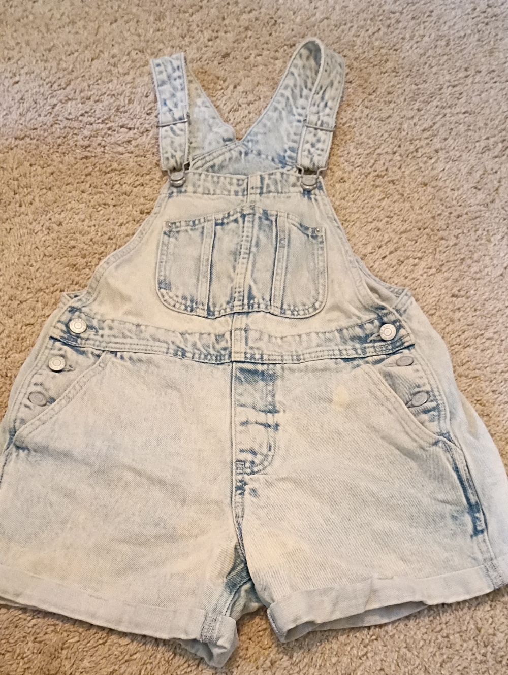 Women's Light Wash Denim Short Overalls